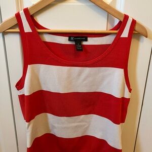 INC Red and White Nautical Striped Tank Top
